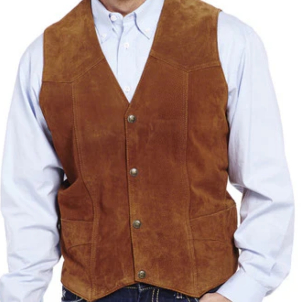Mens Cripple Creek Cognac Suede Vest 2X